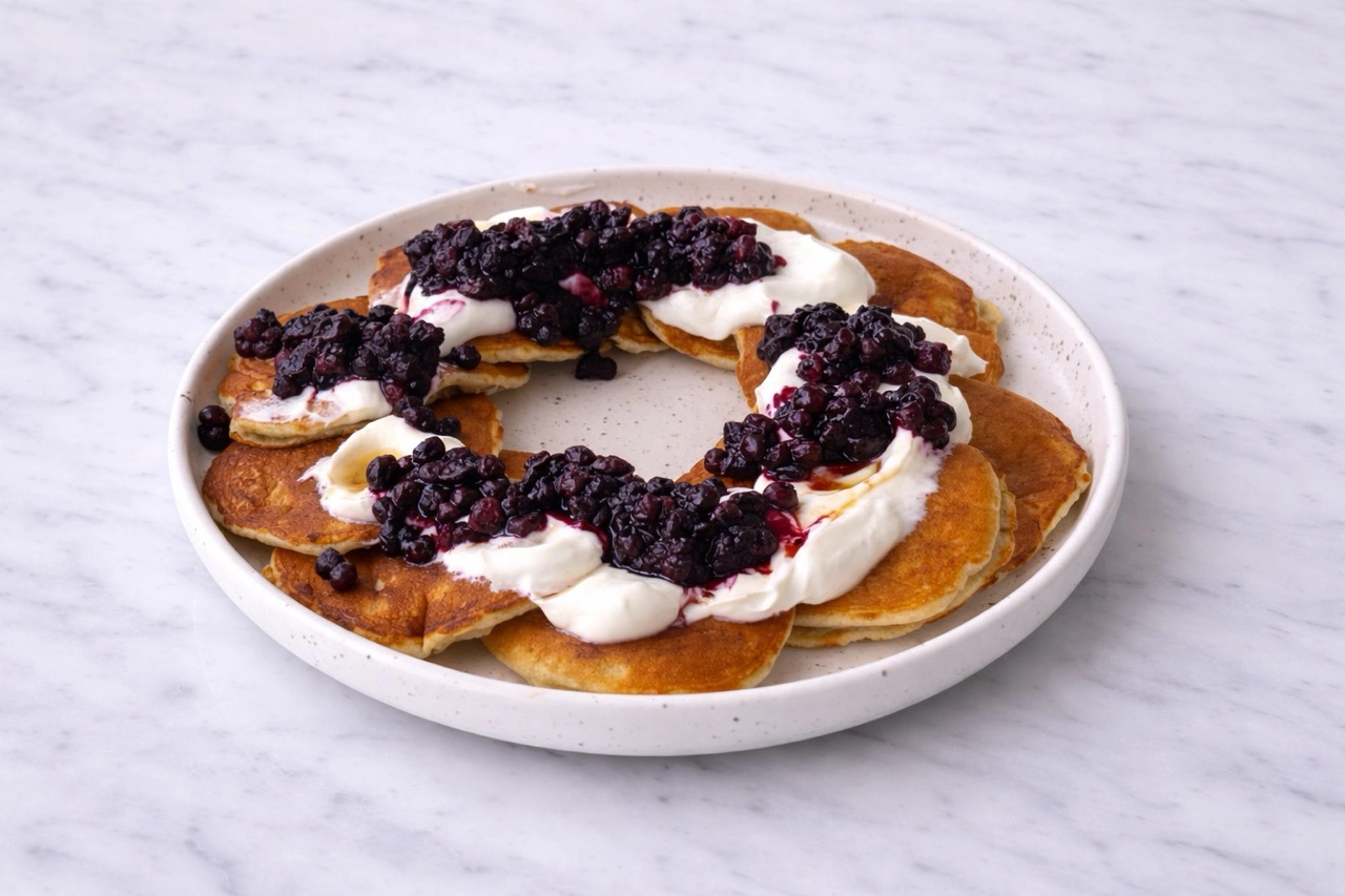 Bananowe pancake ze skyrem i jagodami